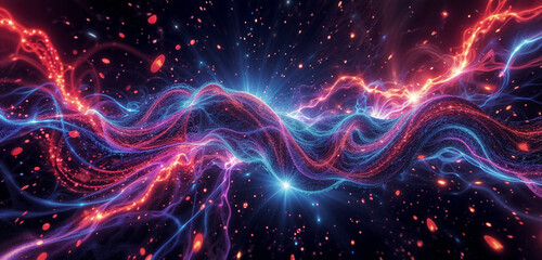 Poster - abstract background with surreal waves of cosmic energy splash . Generative AI