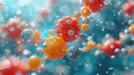 Poster - Abstract 3D rendering of colorful molecules.