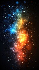 Poster - Colorful cosmic nebula with vibrant lights and stars against a dark backdrop