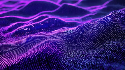 Poster - Abstract Digital River of Glowing Binary Sequences in Vibrant Colors and Patterns