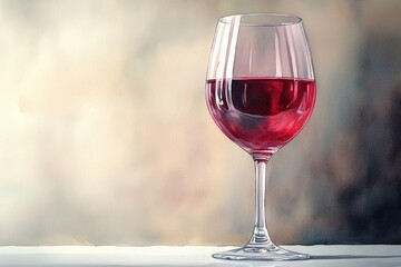 Aufkleber - A glass of red wine sits on a wooden table, ready to be enjoyed
