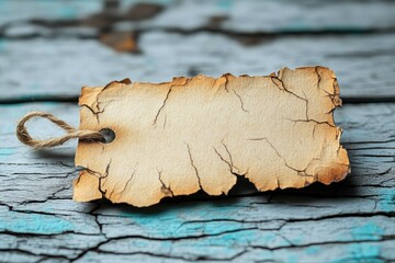 Poster - A piece of paper with a string stretched across a wooden surface