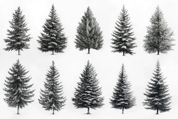 Poster - A collection of trees in a forest landscape captured in monochrome