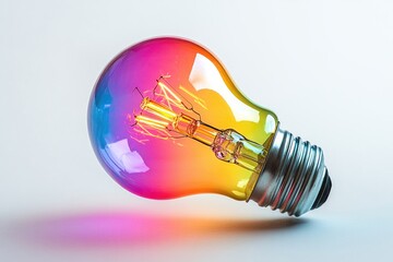 Poster - A light bulb with a colorful rainbow glow inside, suitable for brightening up any scene