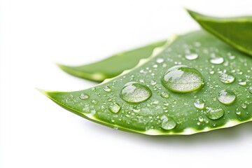 Poster - A green leaf with tiny water droplets glisten in the light