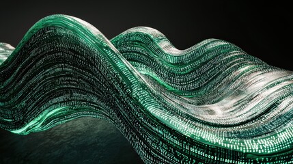 Poster - Flowing Streams of Light Infused with Binary Patterns Creating Dynamic Visual Effects