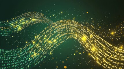 Poster - Flowing Streams of Light Infused with Binary Patterns in Vibrant Colors and Dynamic Motion