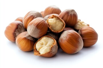 Poster - A collection of nuts arranged on a clean white surface, perfect for illustrations or design projects