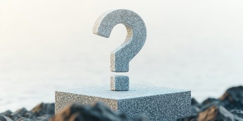 Poster - A ancient stone block featuring a question mark symbol, suitable for history or mystery themed projects
