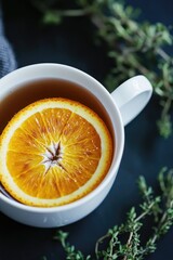 Poster - A cup of tea with an orange slice placed inside, ready for a cozy moment