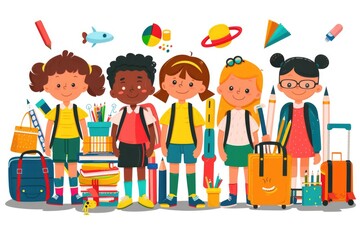 Poster - Group of kids standing side by side, casual and relaxed