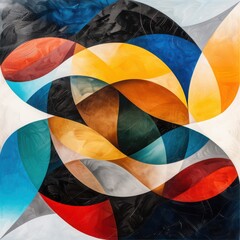 Poster - Blending abstract shapes and colors artistic representation digital artwork contemporary art aesthetic viewpoint captivating visual experience