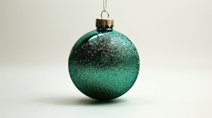 Poster - A green Christmas ornament hangs from a string, perfect for decorating your tree or gift wrapping