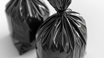 Poster - Two black trash bags sitting on a clean white surface