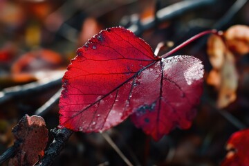 Poster - A detailed view of a single tree leaf on a branch, suitable for nature or botanical illustrations