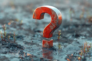 Aufkleber - A bright red question mark in the middle of an empty field