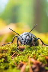 Poster - A small insect sits on green moss