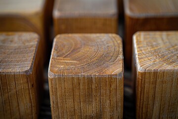 Poster - A close-up shot of a worn wooden bench with intricate carvings