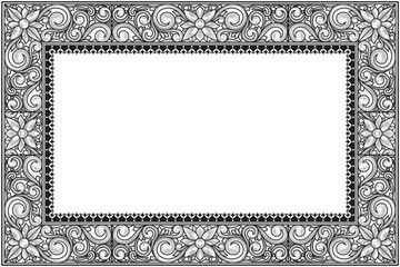 Wall Mural - Decorative ornate black and white retro design blank frame