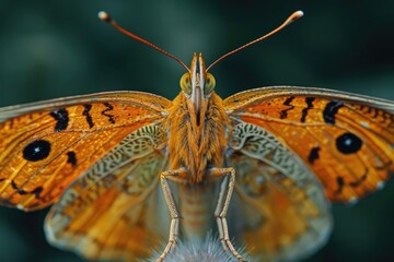 Poster - A close-up shot of a butterfly sitting on a flower, with delicate details and natural colors