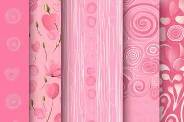 Poster - Collection of pink and white geometric patterns