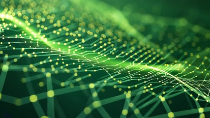 Poster - Abstract Green Digital Background with Connected Lines and Lights Representing Technology Concepts