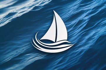 Aufkleber - A small white sailboat is seen drifting on the surface of the water, with a calm and peaceful atmosphere