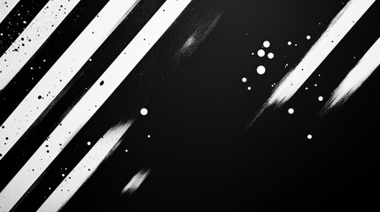 Poster - Dynamic abstract art featuring bold black and white strokes with playful specks and splatters