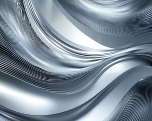 Poster - a captivating abstract texture of smooth, flowing silver waves, creating a sense of depth and motion