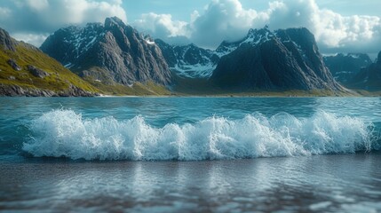 Poster - Serene mountain lake surrounded by towering peaks