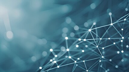 Poster - Abstract Digital Network Connection Concept With Blue Background and Geometric Elements