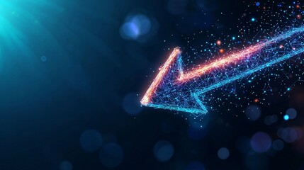 Poster - Glowing arrow pointing left with sparkling particles.
