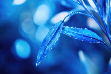 Poster - Close-up shot of a leaf with water droplets, ideal for use in illustrations and designs related to nature and the environment
