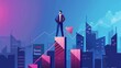 © Amien19 - Businessman Standing on Top of a Chart in a City
