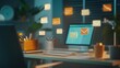 © Windi - Night workspace with computer displaying email notifications.