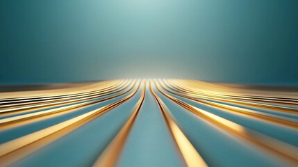 Poster - Abstract golden lines on a blue background.