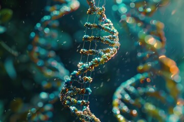 Poster - a close-up image of a dna strand, showcasing its double helix structure against a neutral background