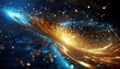 © Juri_Tichonow - Abstract light trails in gold and blue resembling a dynamic cosmic swirl