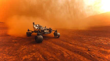 Poster - Robot sets up weather station on Mars during a dust storm