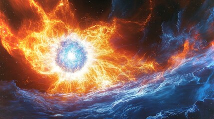 Wall Mural - stunning visualization of a neutron star surrounded by vibrant cosmic phenomena