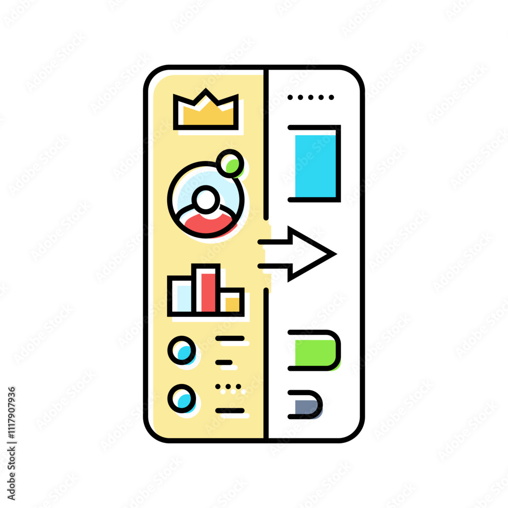 Vector de Stock gamification ux ui design color icon vector ...