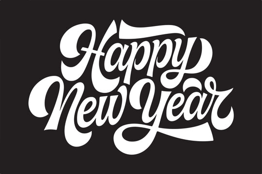 Happy new year  typography greeting card vector illustration