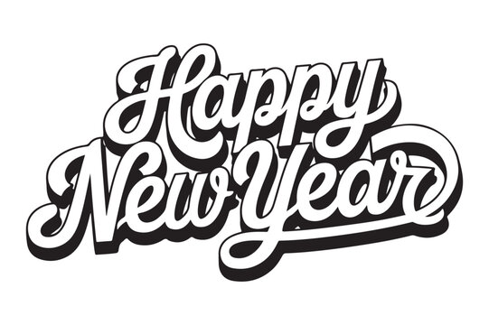 Happy new year  typography greeting card vector illustration