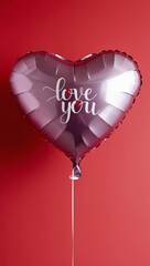 Wall Mural - Red Balloon in heart form with text 