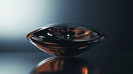 Poster - Elegant glass bowl with swirling patterns on a reflective surface