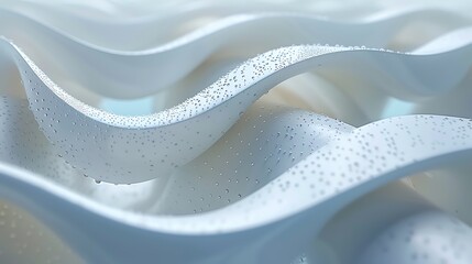 Poster - Abstract white wavy surface with water droplets.