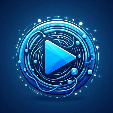 Blue Play Button Media Logo Design