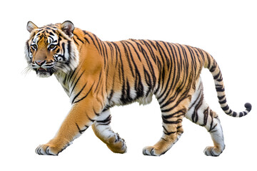 Poster - Walking tiger isolated on white