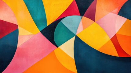 Abstract geometric shapes in vibrant and contrasting colors, creating a creative and eye-catching background
