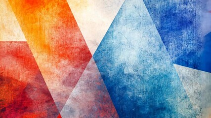 Poster - Abstract Colorful Background with Geometric Shapes in Vibrant Orange, Blue, and Red Tones
